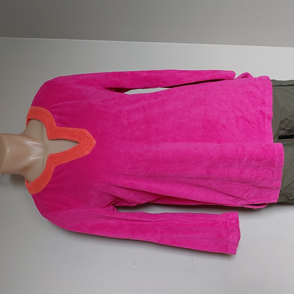 Talbots hot pink and tangerine orange slight stretch terry cloth long sleeve